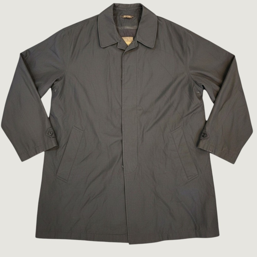 J. Ferrar Mens Black Car Coat Quilted Zip Out Liner Overcoat Size 42 Regular